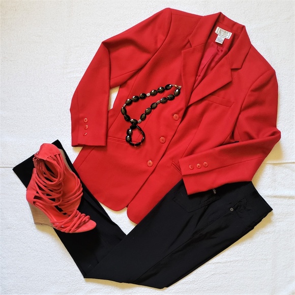 Jennifer Moore Jackets & Blazers - Jennifer Moore Petites Red Wool Blazer – 6P